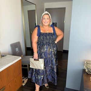 Hill House Navy and Gold Dress